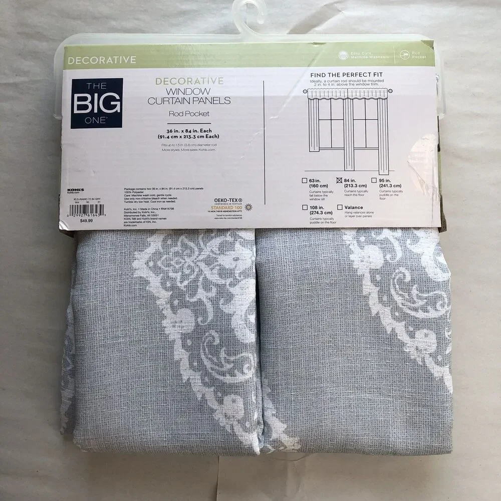 The Big One Paisley Scroll Window Curtain Panel Pack Of 2 Size 36”x 84